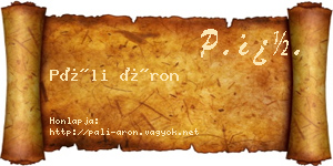 Páli Áron névjegykártya
